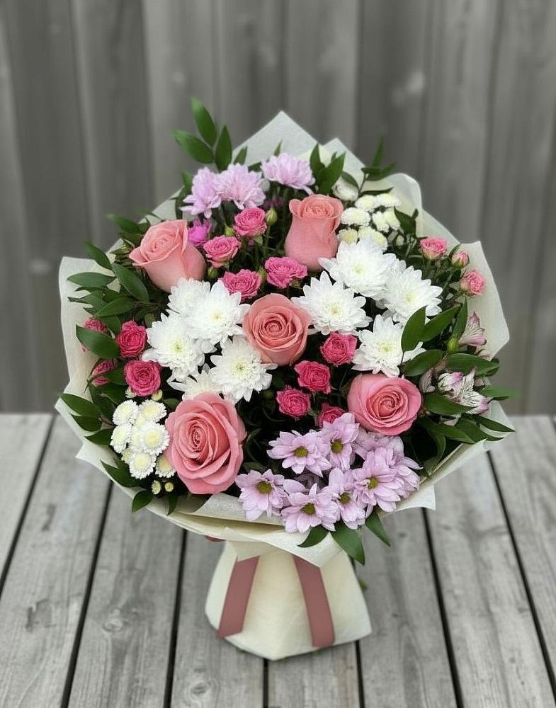 Букет цветов из: Альстромерии, Гвоздики, Розы и Хризантемы в Заиграево