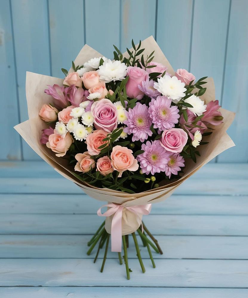 Букет цветов из: Хризантемы, Розы и Альстромерии в Заиграево