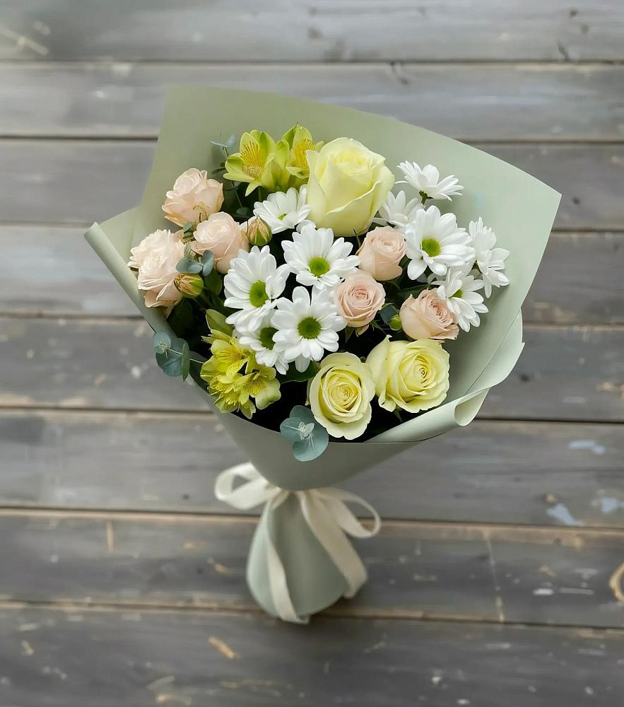 Букет цветов из: Альстромерии, Розы и Хризантемы в Заиграево