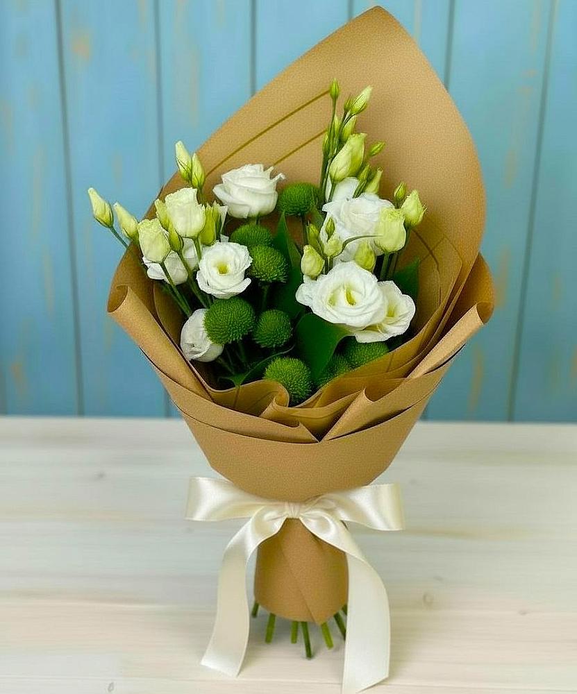 Букет цветов из: Хризантемы и Лизиантусы в Заиграево