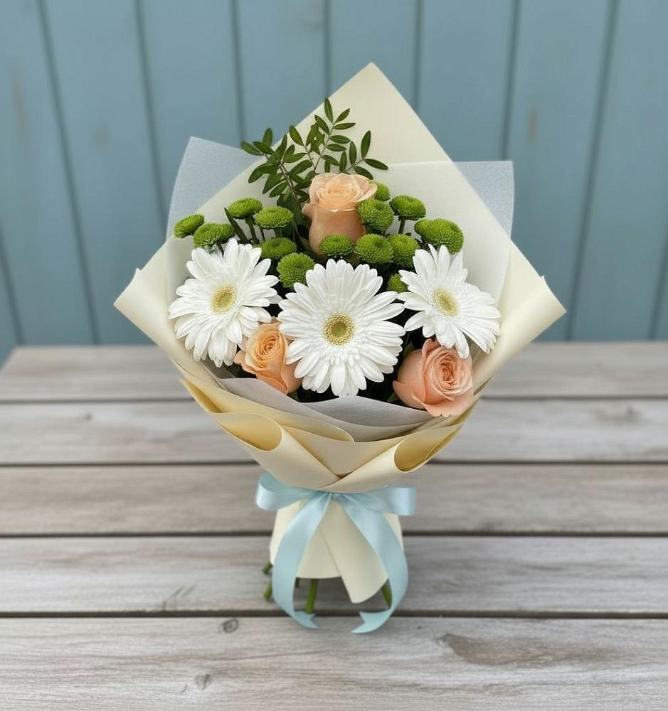 Букет цветов из: Герберы, Розы и Хризантемы в Заиграево