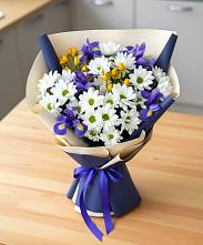 Букет цветов из:  Розы, Ирисы и Хризантемы #REPLACE_PRED# Заиграево